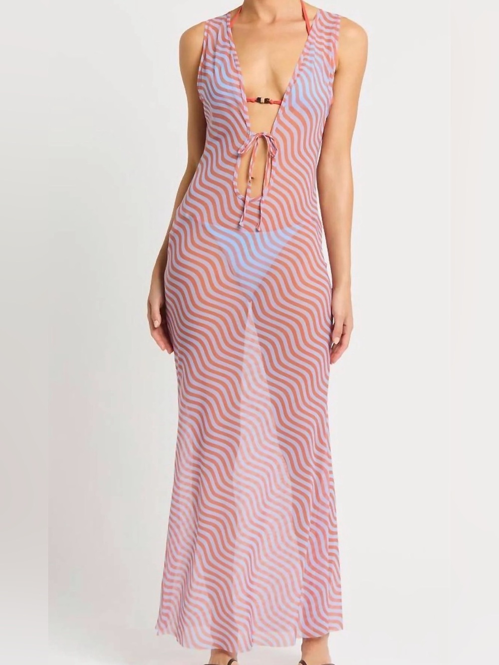 NWT Bond-Eye Harper Maxi Mesh Beach Cover Up Sunbaked Stripe XS/S $190